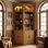 Bibliothèque d'angle haute de 90,3 po avec portes d'armoire, 2 projecteurs supérieurs et éclairage tricolore Busby