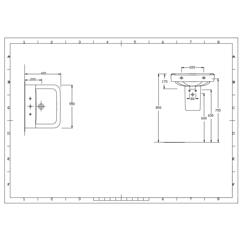 Nuie Arlo 550mm L x 450mm W White Vitreous China Rectangular Sink with Overflow