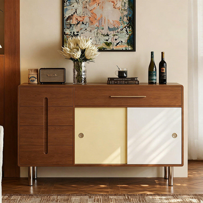 Color Blocked Stainless Steel Buffet Table