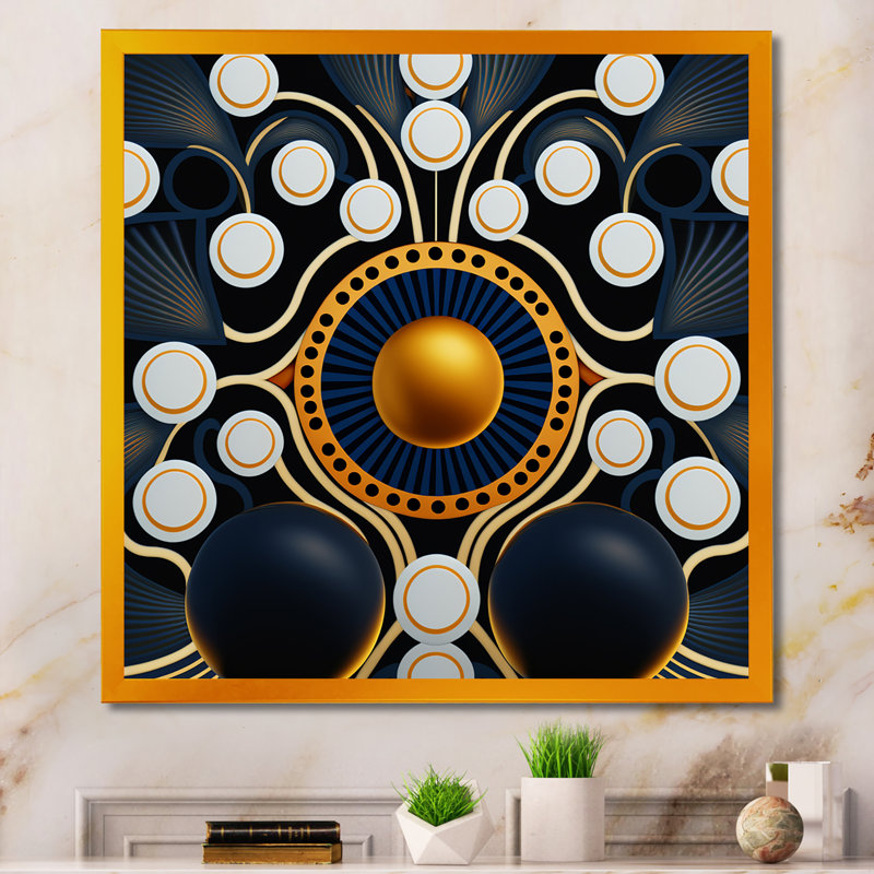 Golden Globe Connections - reproduction sur toile, H 16 po x l 16 po x P 1 po, Impression dorée sur toile encadrée