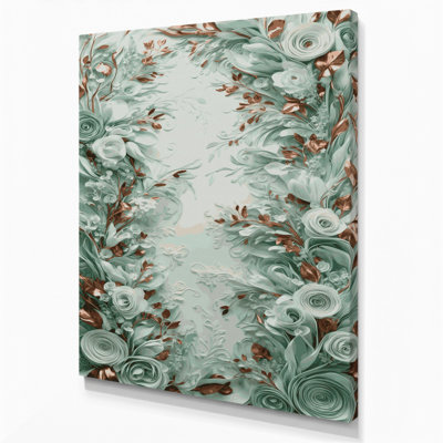 "Abstract Florals" 30, art mural sur toile verte