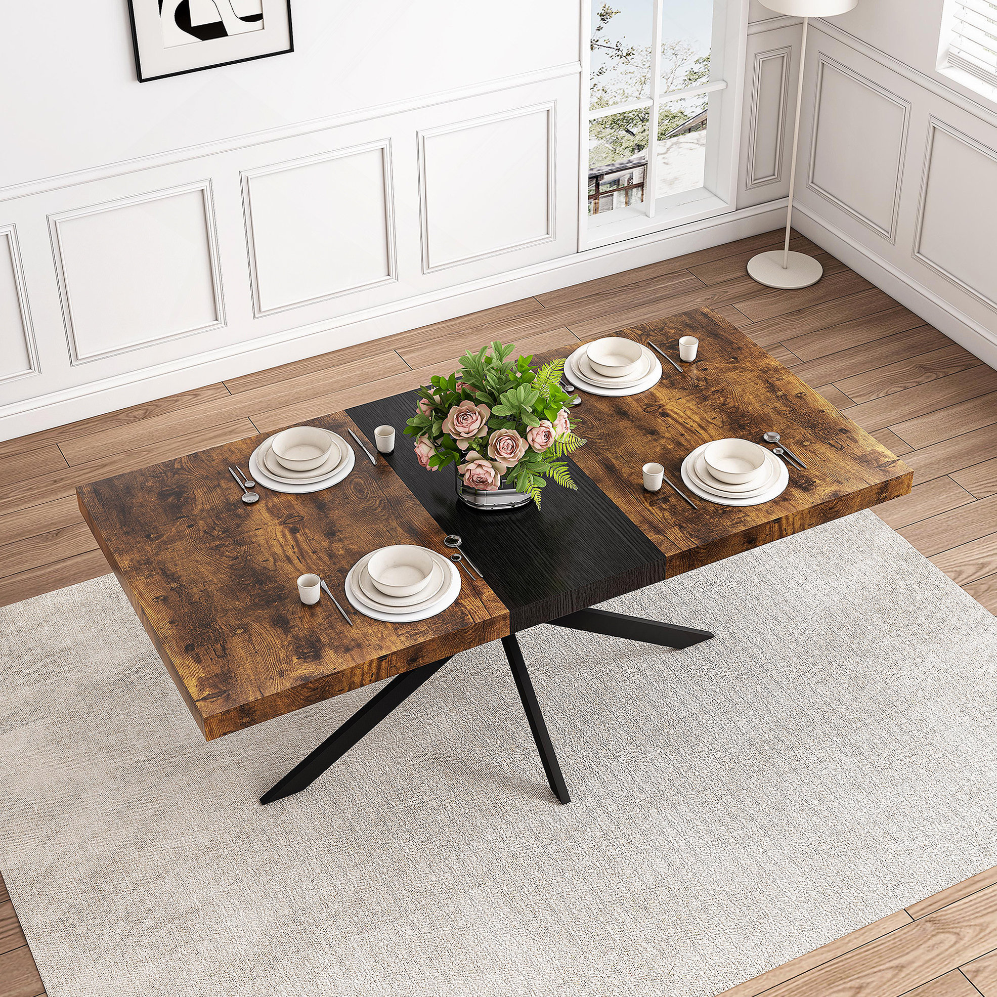 Mercer41 55.11" -70.86"Retro Rectangular Stretch Dining Table - Wayfair ...