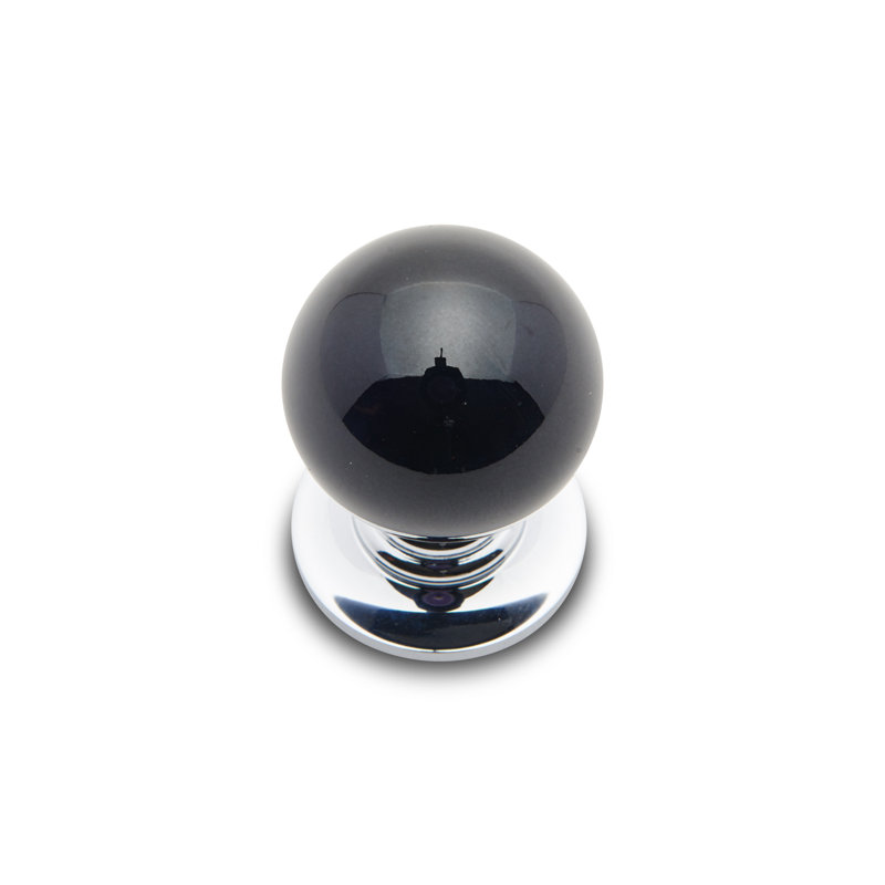 CK Series 1 1/4" Diameter Round Knob, Black / Chrome, 1" H x 1" W x 1.38" D