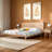 Camiah Acacia Wood Panel Bed, Beige-1825164464