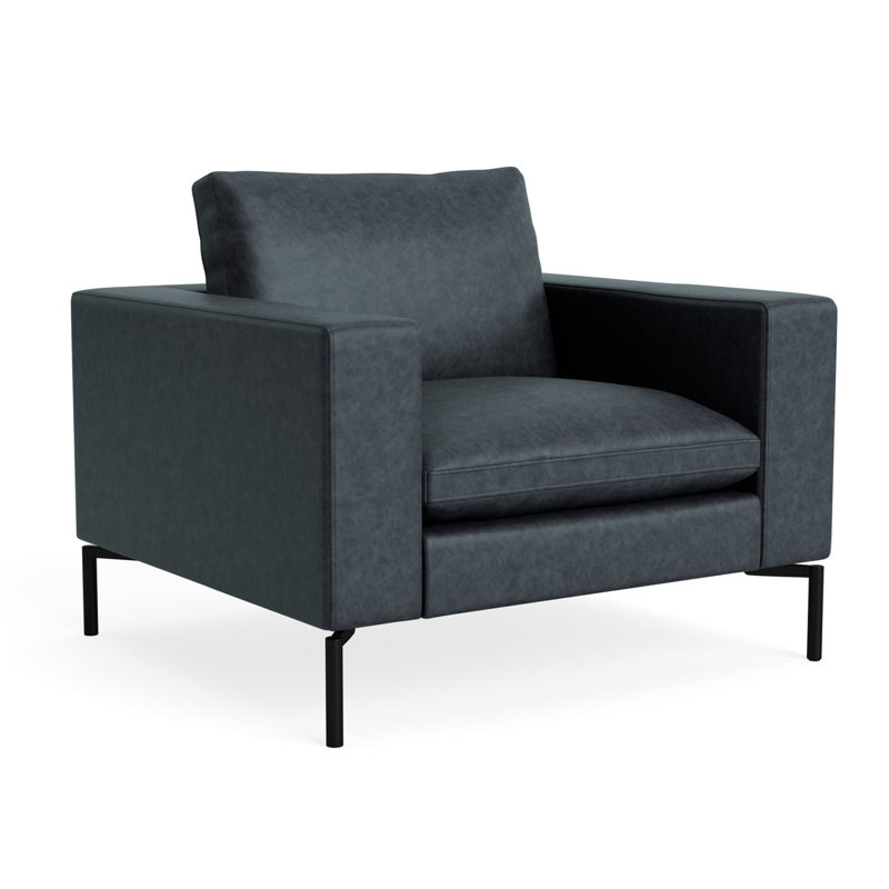 MTO - La nouvelle chaise longue standard avec pieds noirs, Cuir d'encre