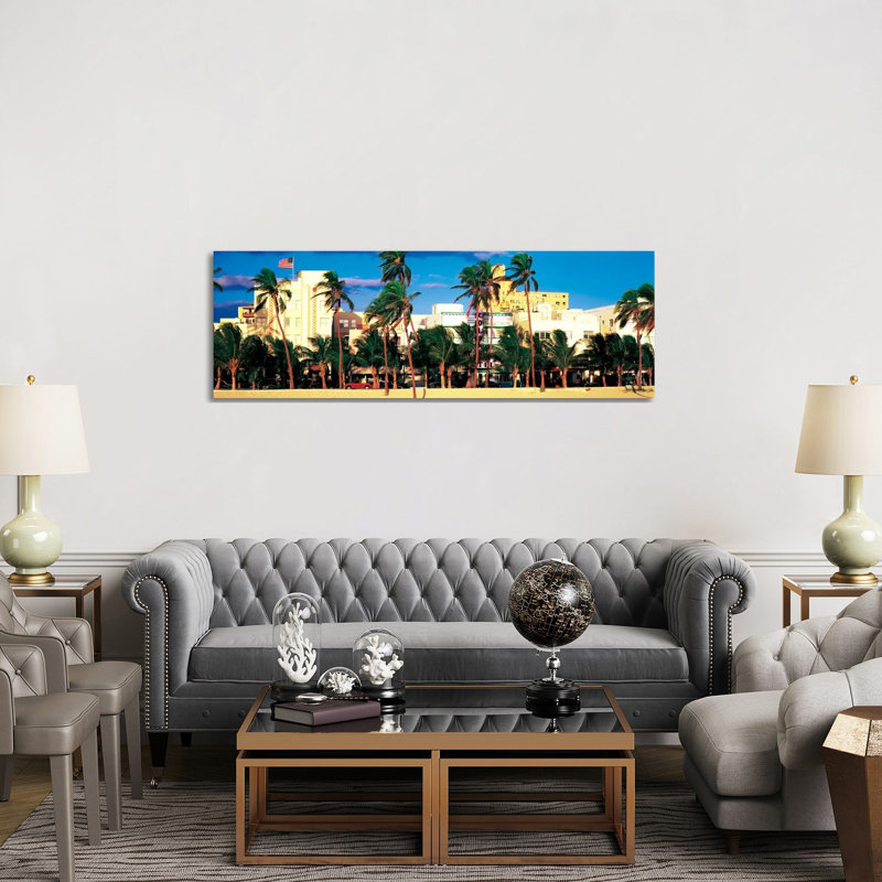 Ocean Drive South Beach Miami Beach FL USA by Panoramic Images - Wrapped Canvas Panoramic Print