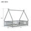 Lit simple tipi avec garde-corps, lit de sol en forme de tente avec lattes pour enfants, gris-118230925