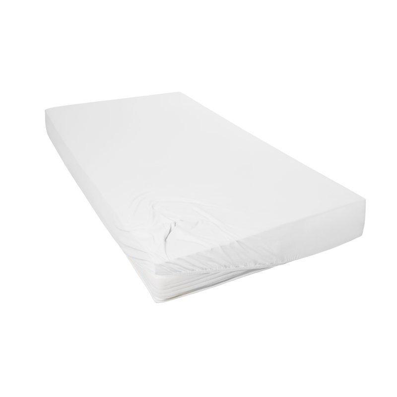 100% Cotton Jersey Knit Fitted Sheet, White, 100cm W x 200cm L