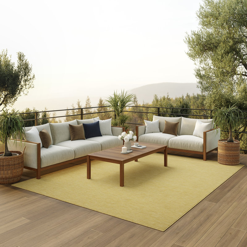 Lillehammer Solid Indoor/Outdoor Area Rug, Rectangle 4' x 6', Yellow