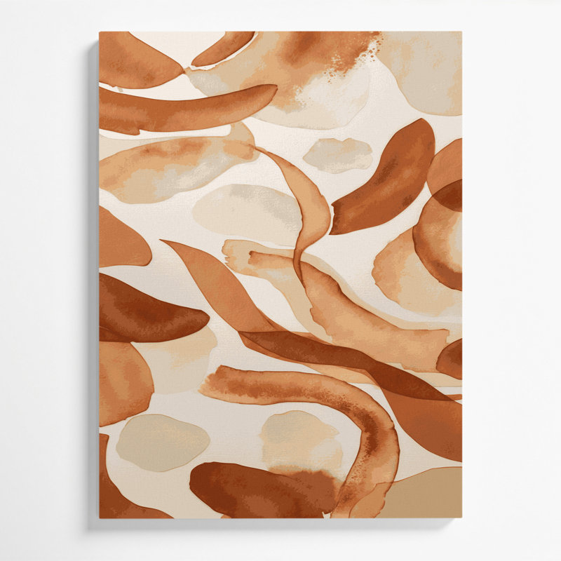Abstrait aquarelle 83, art mural sur toile beige, H 18 po x l 12 po