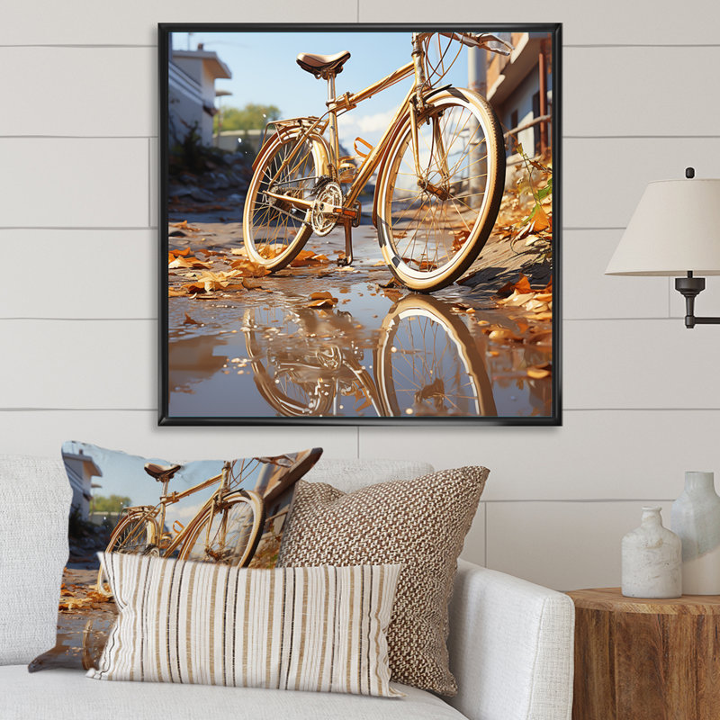Or sur roues, impression sur toile, H 16 po x l 16 po x P 1 po, Cadre flottant noir