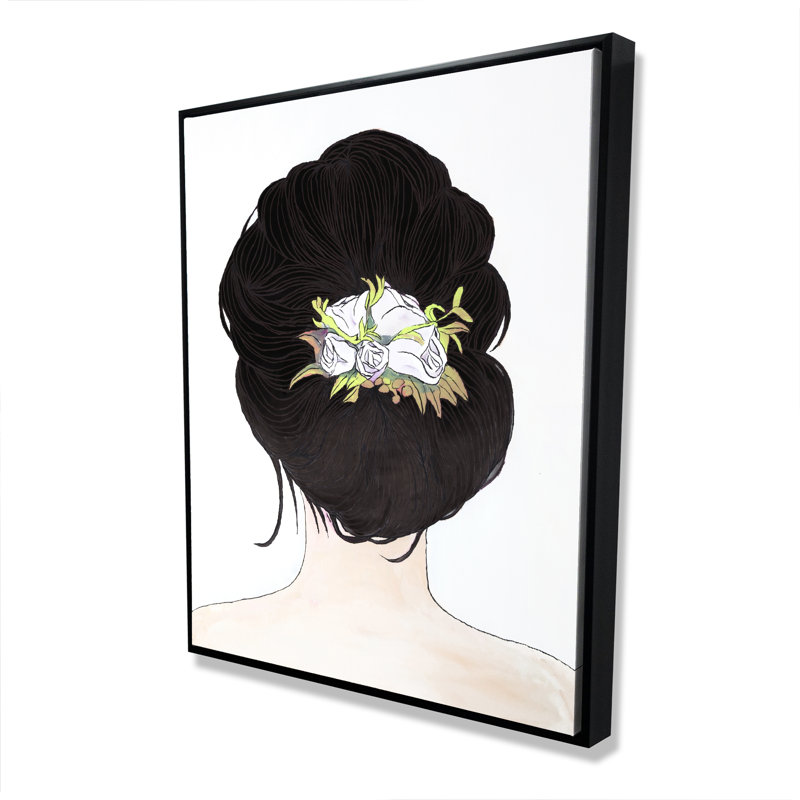 «Lady with Flowers in Brown Hair», reproduction d'art sur toile encadrée