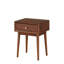 Élégante table de bout à finition brune avec tiroir pour le salon, combinant un design rétro-moderne et un rangement fonctionnel