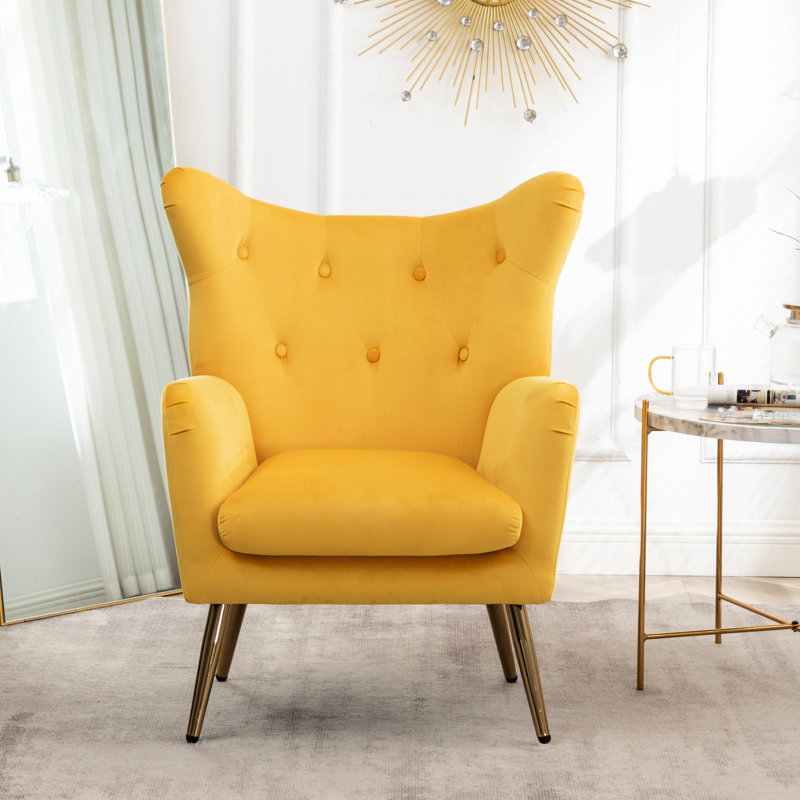 Fauteuil à oreilles Elegant Velvet, Jaune