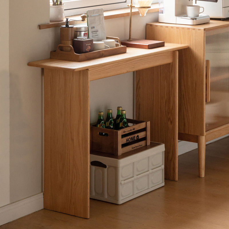 100cm Solid Wood Console Table, Natural Oak