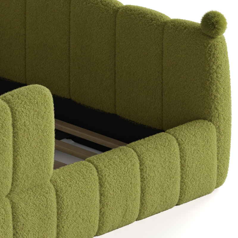 Grand lit tapissier Montessori, Queen, Green