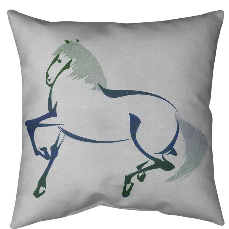Coussin Keito Sato, 28 po x 28 po, Bleu / vert