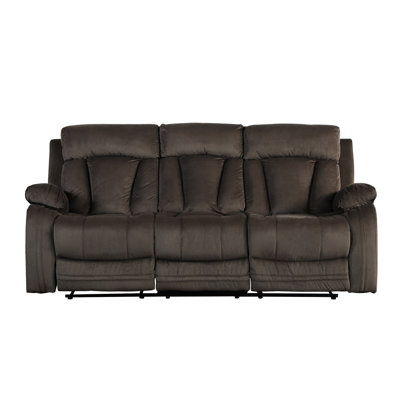 Microfibre brune inclinable avec support lombaire - style Global United, structure en bois franc séché au four, 8 ressorts à arc, base en acier inoxydable, fibre rembourrée de mousse, profondeur 82,39 po x largeur 29,2 po, hauteur 26,62 po