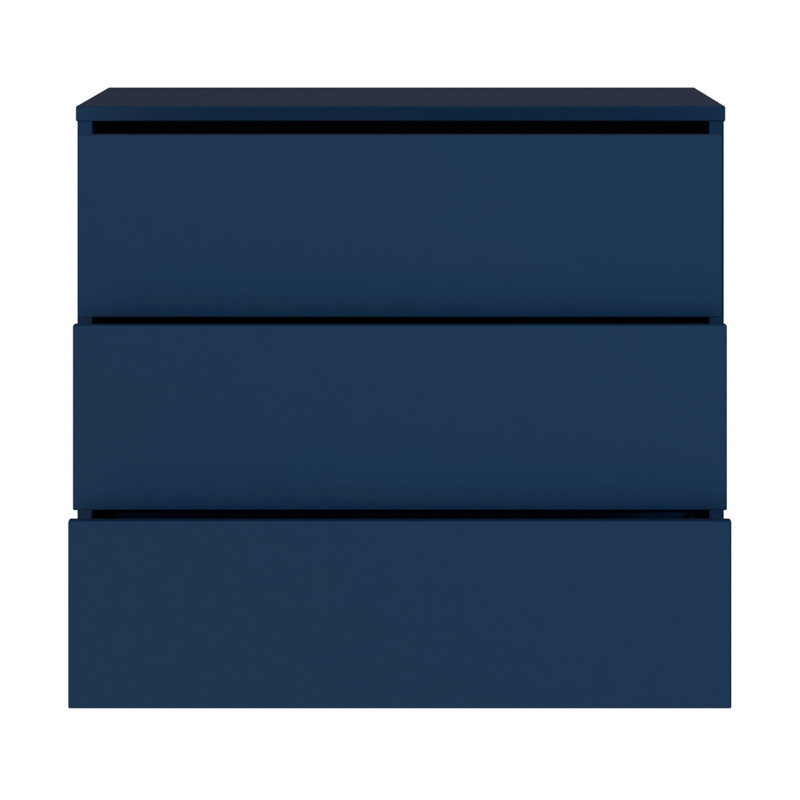 Chadwic Modern minimalistic chest of drawers with 3 large drawers, engineered wood, night blue, 94.8 cm W x 83.1 cm H x 41.5 cm D