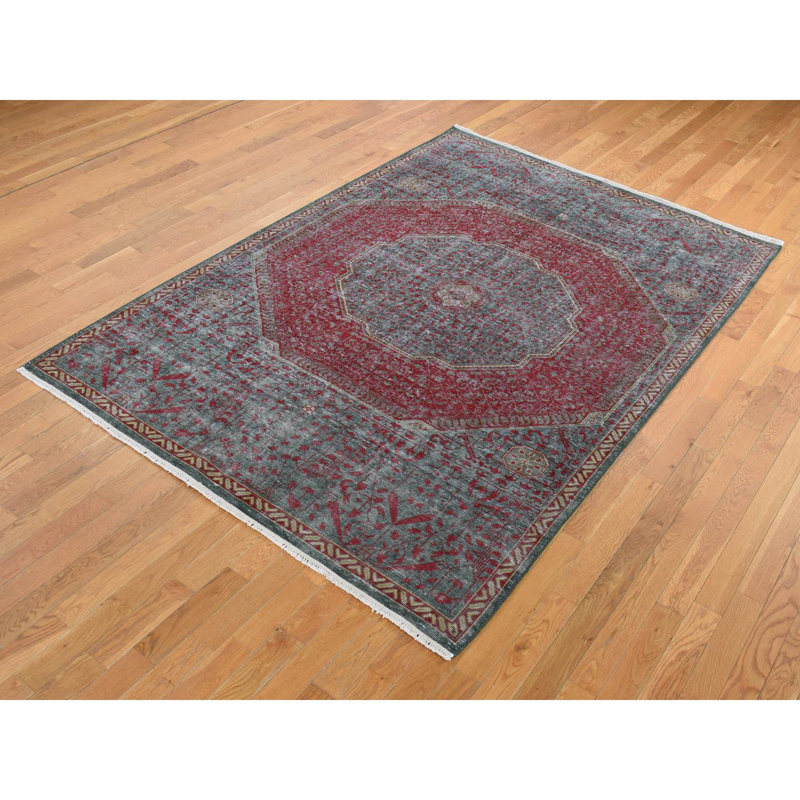 Tapis unique nouvel âge 6 pi x 9 pi en brun, rouge et jaune Aurianne