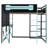 Full-Size Wooden Loft Bed with Desk, Shelves, USB/Type-C Ports & RGB LED Light, Black+Blue-1569014508