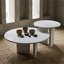 Ensemble de tables basses pour salon, ensemble de deux tables gigognes en marbre blanc