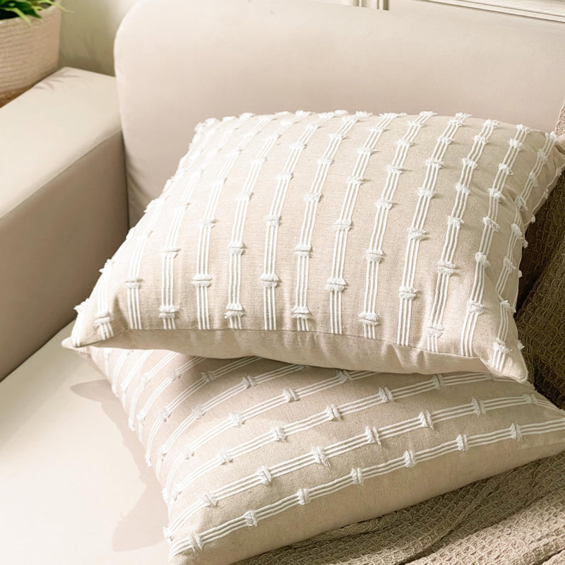 Ensemble de 2 coussins Gardenia, Beige, Carré, H 18 po x l 18 po