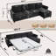 Canapé-lit escamotable de 106,5 po, canapé modulaire en L 4 places, canapé-lit 2 en 1, chargement sans fil, ports de chargement USB, matelas en mousse à mémoire de forme, espace de rangement, flanelle, noir-129677509