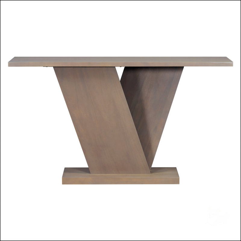 Mirod Console Table With Natural Wood Veneer, V - Base Design For Classic Versatility, Ideal For Displaying Favorite Items And Easy To Assemble