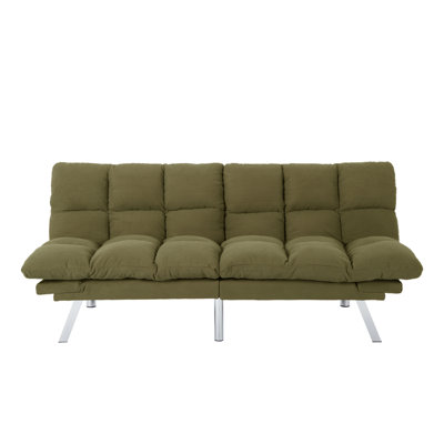 Twin 67.3" W Corduroy Tufted Back Convertible Sofa