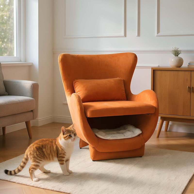 Méridienne en velours pour animaux de compagnie avec design ergonomique et coin confortable pour le salon ou le bureau