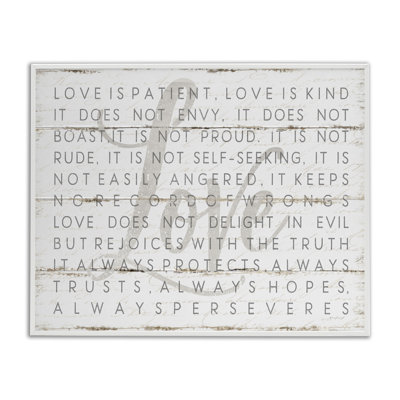 «Love Is Patient Planked Look» par Jennifer Pugh - impression d'art graphique