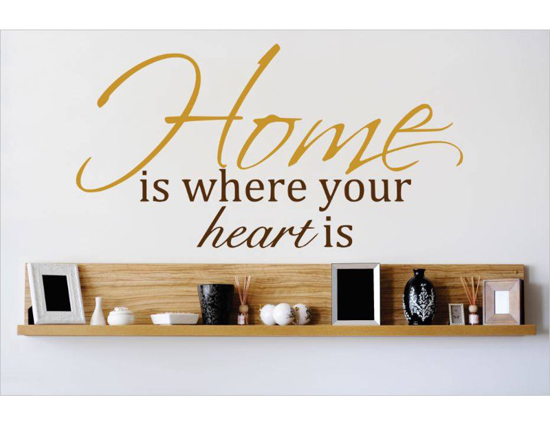 Décalcomanie murale "home is where the cardiaque is is, Jaune / brun, H 14 po x l 30 po x P 0,16 po