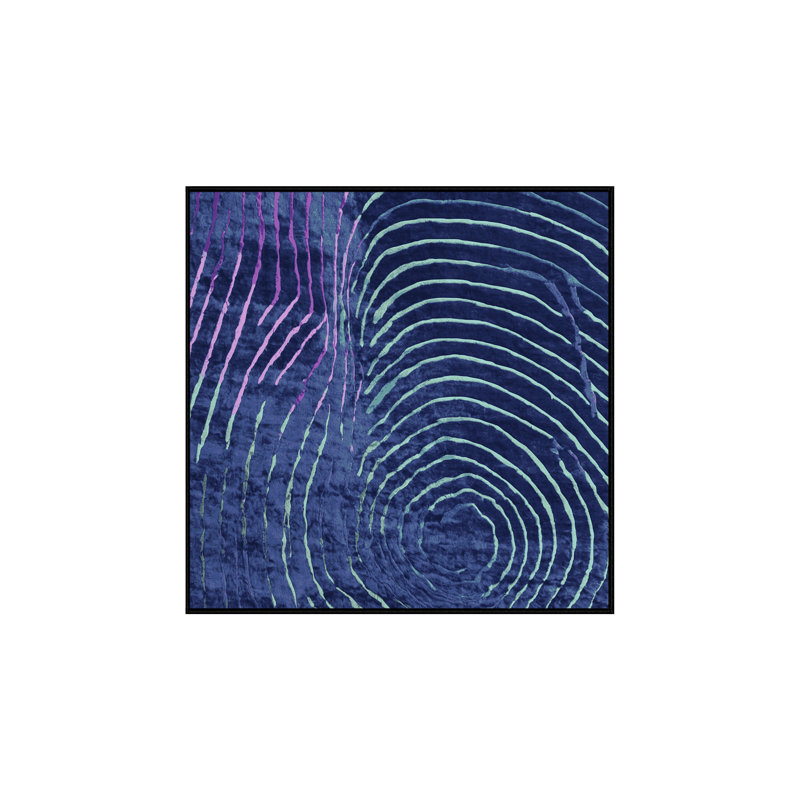 Tapis bleu soyeux et moelleux, Carré 3 pi