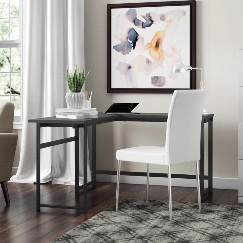 Ferrill L-Shaped Metal Base Writing Desk
