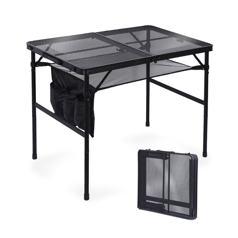 Birzer Rectangular Steel Outdoor Folding Camping Table, 26.4" H x 23.7" W x 35.5" L