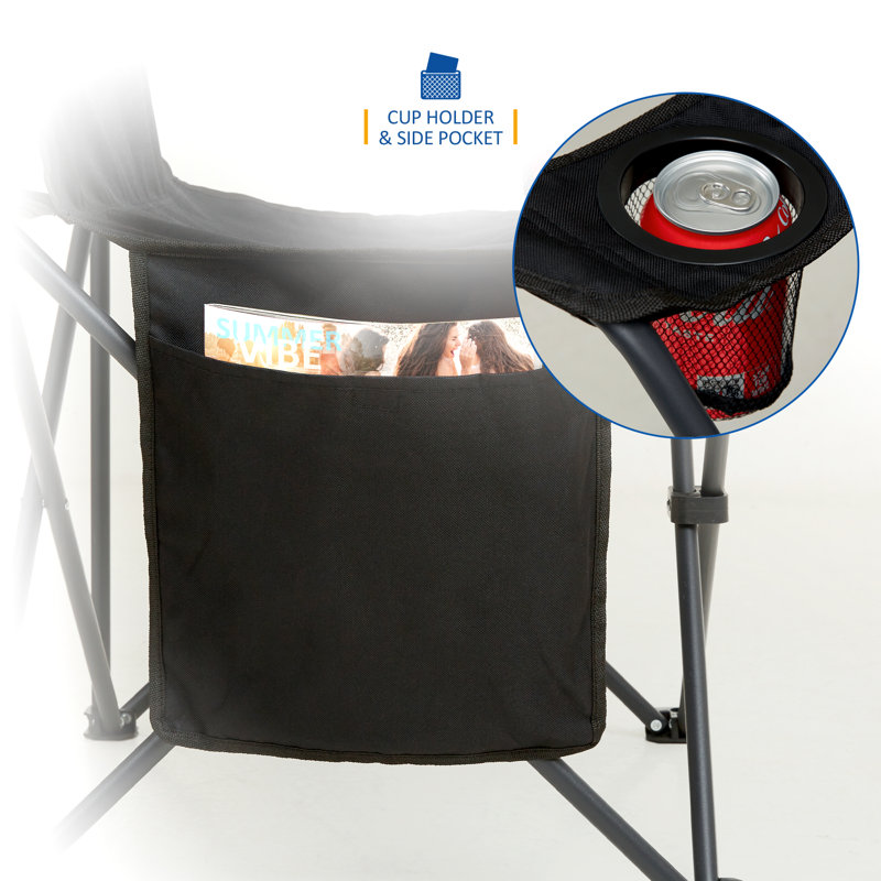 SUNMER Folding Camping Chairs - Extra Wide, Black