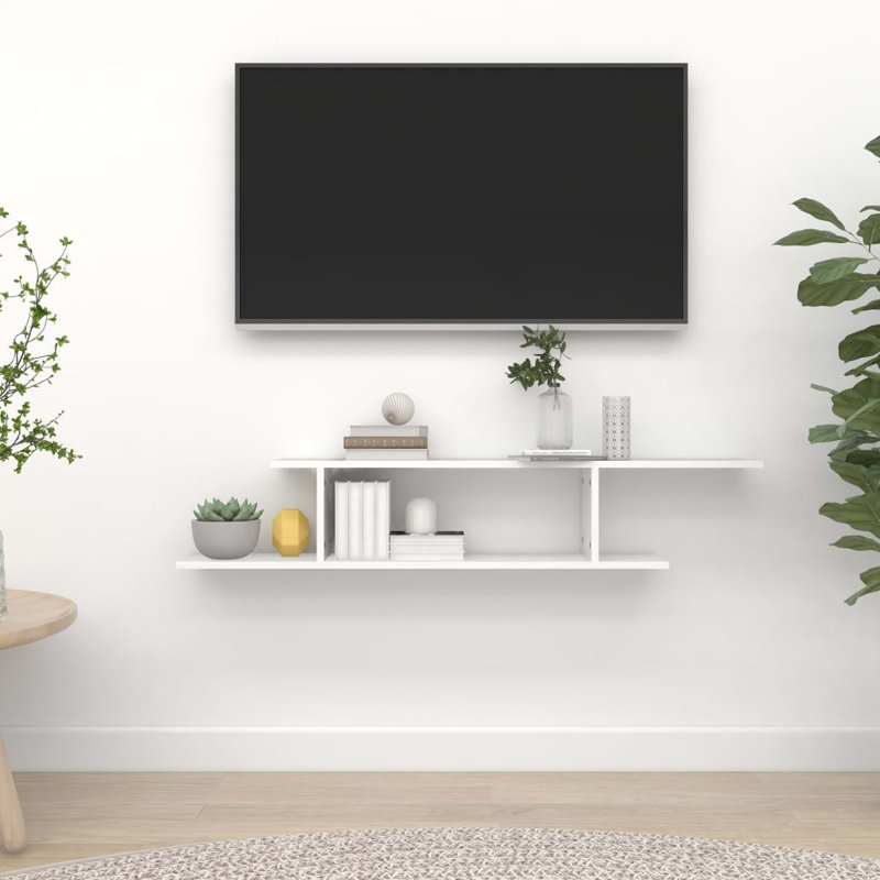 Aydeliz Unfinished Cube Shelf with Fireplace Included, White