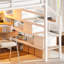 Grand lit mezzanine 3 tiroirs en métal avec bureau intégré, DEL et USB-131199687