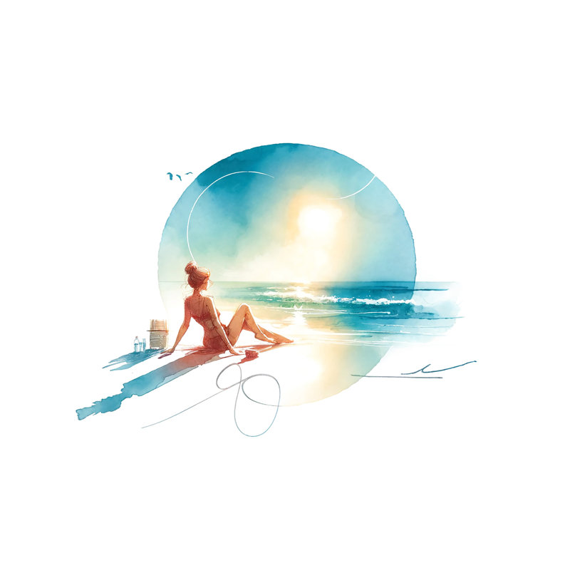 «Serene Sunset Beach Relaxation», art mural sur toile tendue, H 20 po x l 35 po