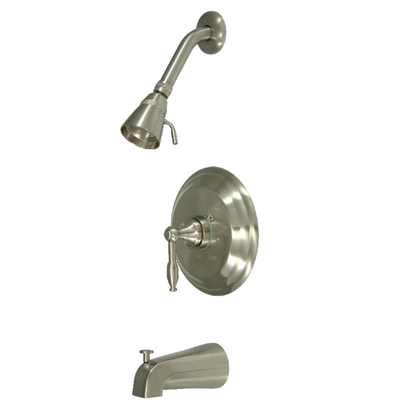 Kingston Brass Naples Single-Handle Pressure Balanced Tub and Shower Faucet, Brushed Nickel