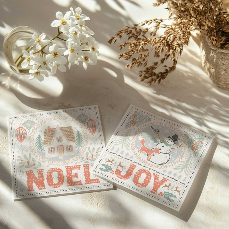 «Woodland Holiday Joy», ensemble de 2 reproductions d'art, 20 po x 20 po, Sans cadre