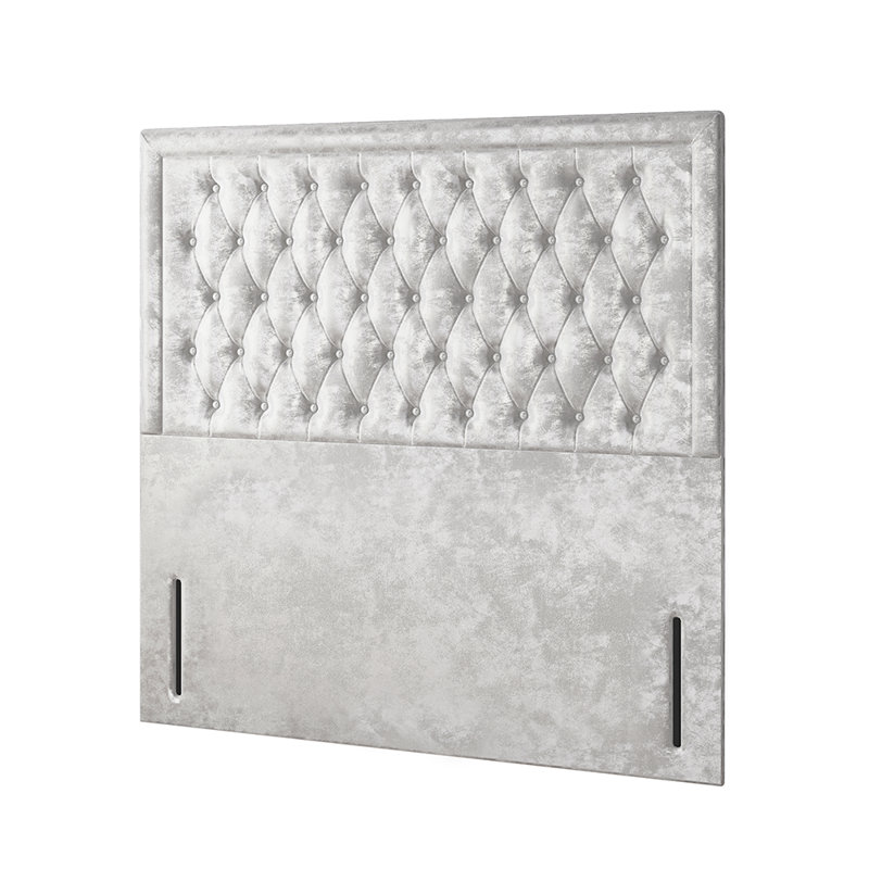 Gallego Upholstered Divan Bed, Kingsize (5'), Silver, 2 Foot-end Drawers