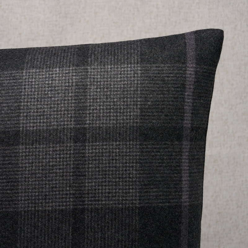 Montana Wool Plaid Pillow, Oxford Gray