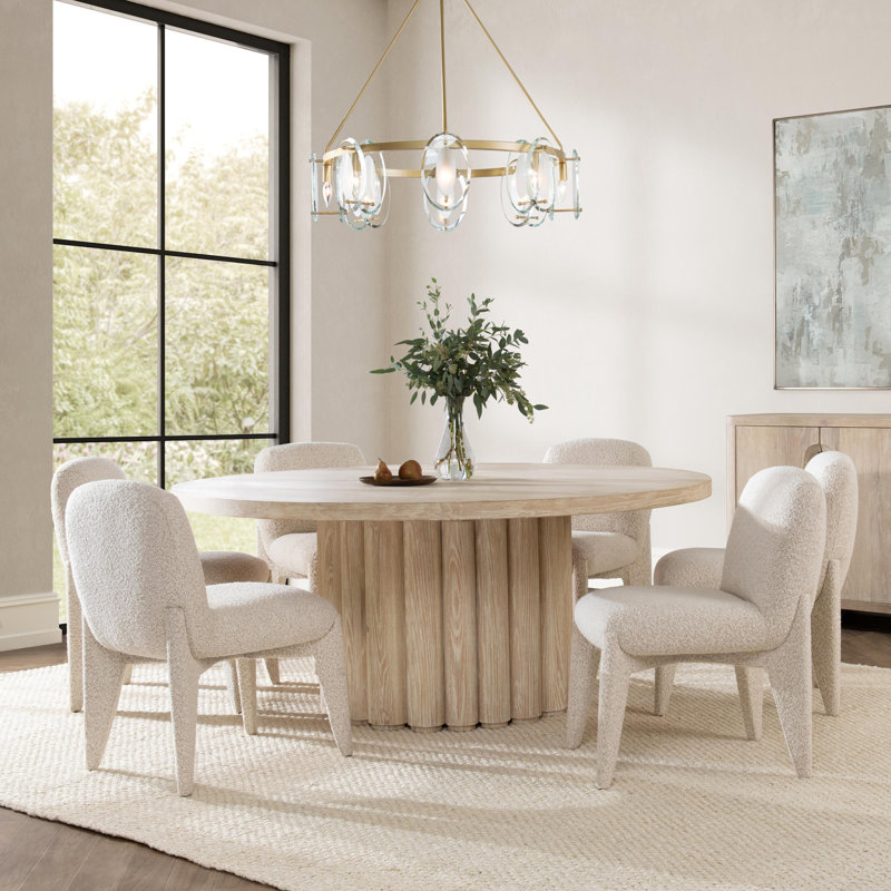 Tiber Round Dining Table, White Wash