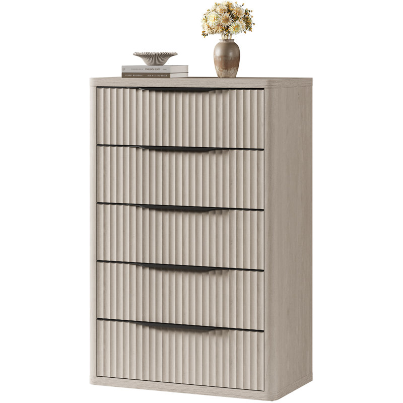 Commode à 5 tiroirs Modern, Aulne blanc