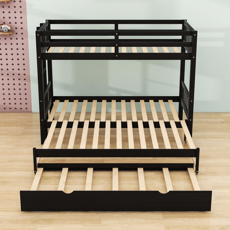 Hylan Kids Twin Over Twin Bunk Bed with Trundle, Gray