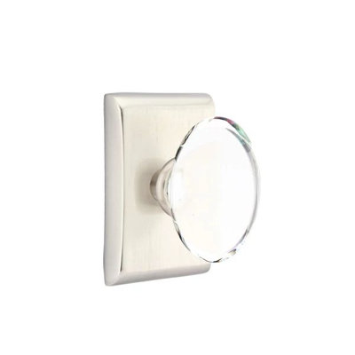 Ensemble de mortaise intérieure Emtek Passage avec rosette Neos et bouton de verre Hampton (LH)