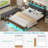 2 Piece Bedroom Set, Heavy Duty Bed Frame With LED And Charging Station And  Storage Ottoman Set, No Box Spring Needed-959071469