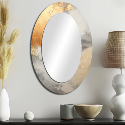 Décoration de miroir mural beige et or Minimalisme tempêtes I - Beige